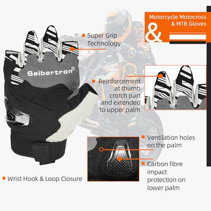 SPS 5 Unisex Touchscreen Road Racing Motorcycle MTB Sports Gloves Also fit BMX MX ATV Mountain Bike Bicycle Cycling Off (White SPS-5 / L Youth)