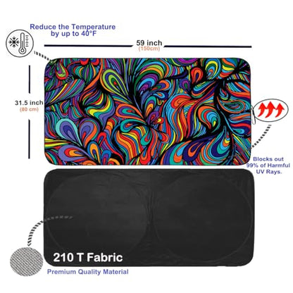 Windshield Sun Shade for Car Front Window Cover Sunshades Visor Automotive Sun Shield for Compact Sedan (Abstract / Standard)