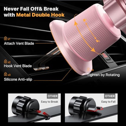 Phone Holders for Your Car with Metal Hook Clip (Pink / 1 Pack)