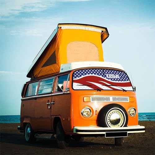 American USA Flag Car Windshield Sunshade Umbrella Foldable (57X31 Inch / styled45f)