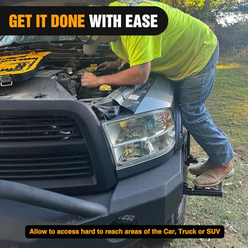Folding Heavy Duty Tire Step Fit Tire from 10” to 14” (Truck Tire Step Black)
