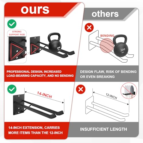 14" Large Heavy Duty Garage Hooks (2-Pack 14" Heavy Hooks)