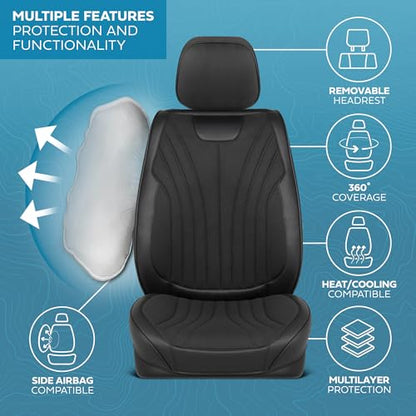 Curated Suede Leather Seat Covers for Cars & SUVs (Black (Suede) / Front Seats)