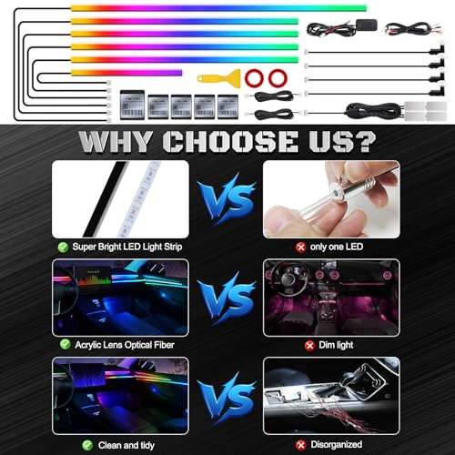 Dreamcolor Acrylic Interior Car LED Strip Light with Wireless APP (Dreamcolor 14 in 1)