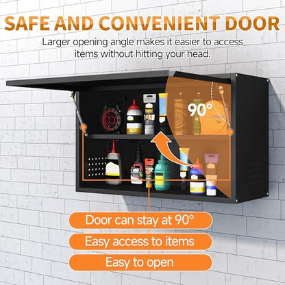 Metal Garage Wall Cabinet with Up (Black / 19.7"H Wall Cabinet(1-Door))