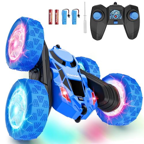 STEM Remote Control Car for Kids Ages 6 (Blue / Glow (Headlights & Wheel Lights))