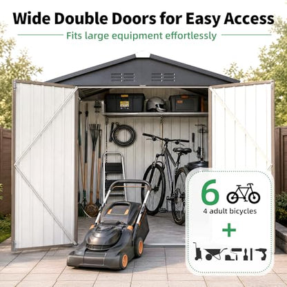 6' x 8' Outdoor Metal Storage Shed (Gray / 6x8)