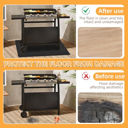 Under Grill Mat for Outdoor Grilling (Rectangular/Black / 48"L x 32"W)