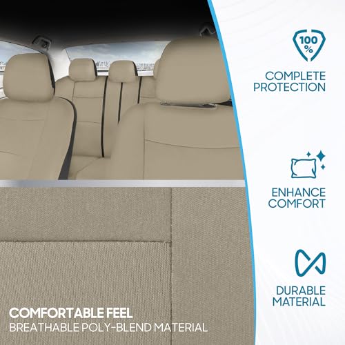 PolyPro Car Seat Covers Full Set in Solid Beige (Solid Beige)