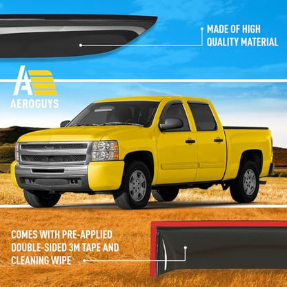 Extra Durable Window Deflectors Tape (For Chevy Silverado 07-13 Crew Cab)
