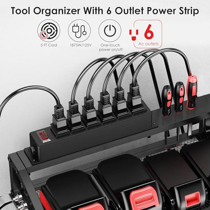 Power Tool Organizer Wall Mount with Charging Station (8 Drills Holder)