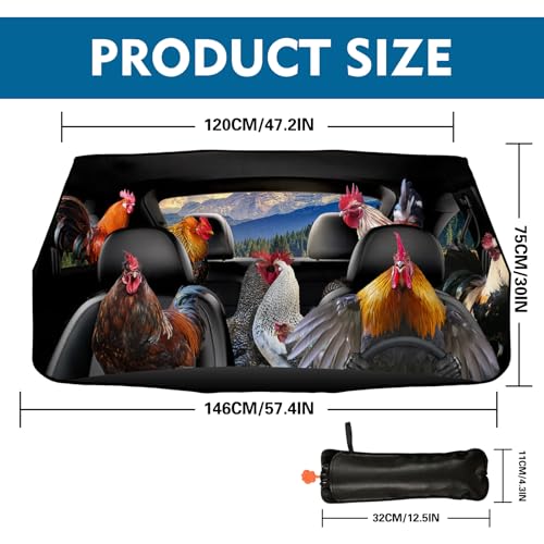 Funny Rooster Car Windshield Sun Shade Umbrella Auto Windshield Umbrella Sun Shades Cover Car Window Shades Blocks UV Rays Car Accessories Windshield Umbrella (One Size / Funny Rooster)