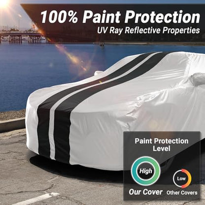 Car Cover Waterproof All Weather for 2004 (Light Gray / Black (Stripe) / 43. Pontiac GTO 2004-2006)