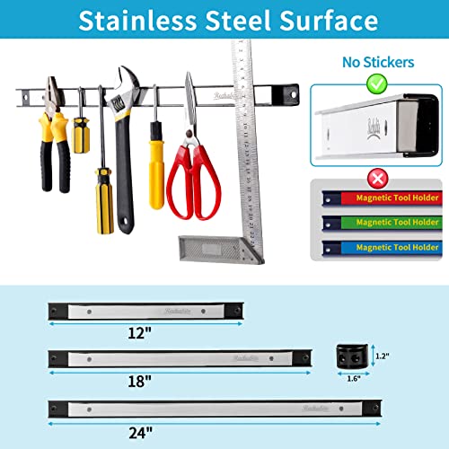 6 Pieces 12" Magnetic Tool Holder Strip (Silver 6PC / 12")