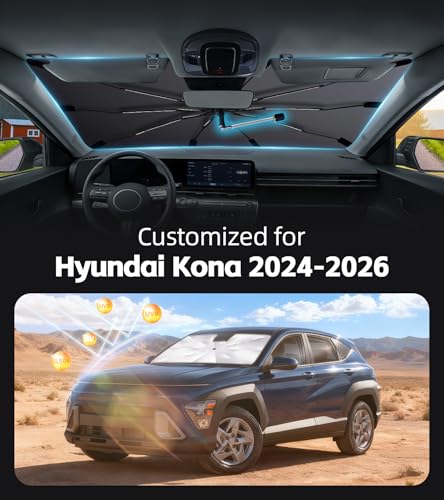 Windshield Sun Shade for Hyundai Kona 2024 (Fit for Hyundai Kona 2024-2026)