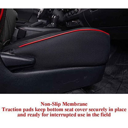 Custom Fit Tacoma Front Car Seat Covers for Toyota Tacoma 2016 2017 2018 2019 2020 2021 2022 2023 Double Cab (Leather (Black with Red Trim) / 2016-2023 Double&Access Cab-Only 1st Row)