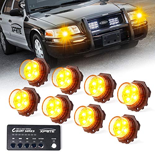 Amber LED Hideaway Strobe Lights Kit (Amber / 8 pcs)