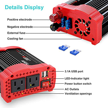 200W Car Power Inverter (200W Red)