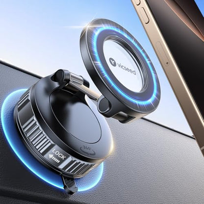 Car Phone Holder for Magsafe Car Mount [85 LBS Strongest Suction] (Black-Vacuum)