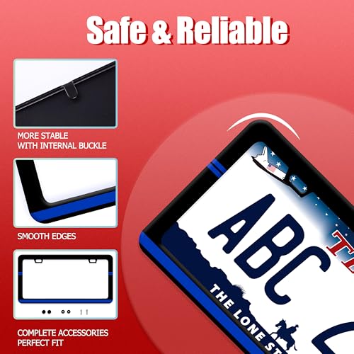 Thin Blue Line Stainless Steel License Plate Frame for US Cars Decor (Thin Blue Line)