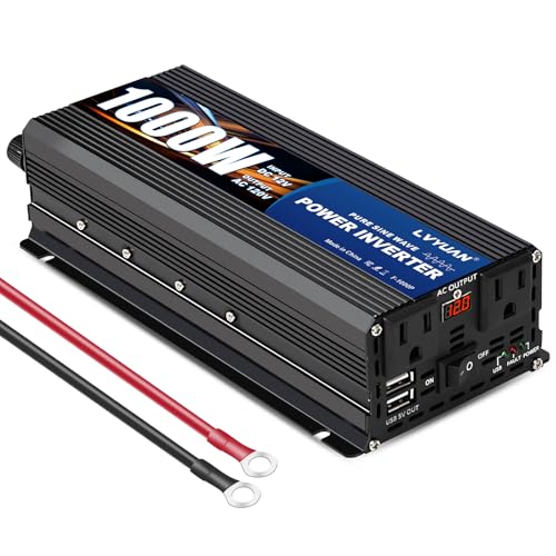 1000W Pure Sine Wave Inverter 12V to 110 (Black)