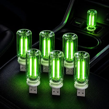 6 Pack USB Car Night Light (Green)