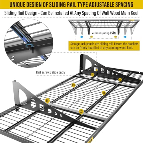 1.64x4ft Adjustable Rail Wall Garage Storage Shelf (1.64x4ft-4pack)