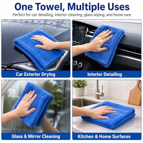 30 Pcs 16 x 16 Inch Microfiber Car Towels (Dark Blue / 16 x 16 Inch)