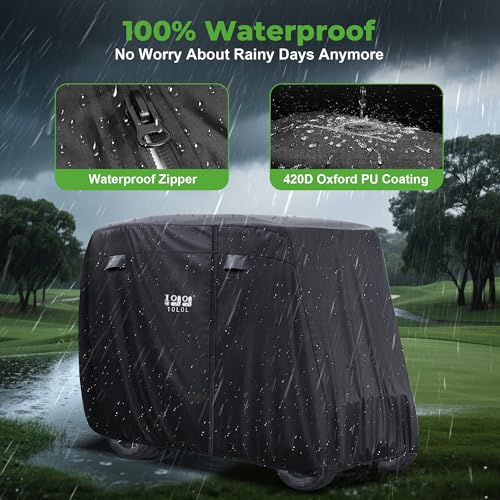 4 Passenger Golf Cart Cover for Yamaha EZGO Club Car (Black)