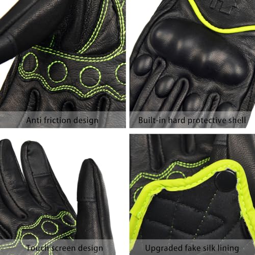 Harssidanza Woman Touch Motorcycle Racing Gloves GL016US Yellow Green (X-Large / Yellow Green)