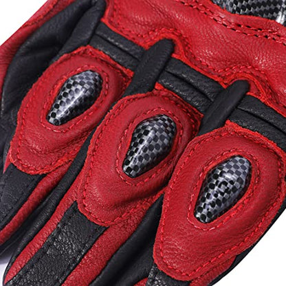 Mens Leather Motorbike Gloves KM046 Oxblood (Medium / Oxblood/Black)