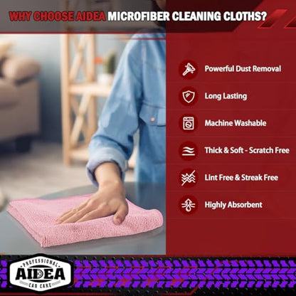 Microfiber Cleaning Cloth Pink 10PK (Pink / 10PK)