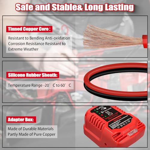 Jump Starter Adapter for Craftsman 20V V20 Battery with Jumper Cable Clamps Portable Car Charger Jump Starter (For Craftsman)