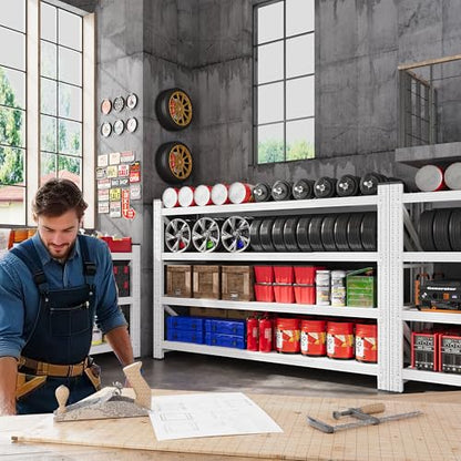 71.3” Wide Heavy Duty Metal Garage Shelving (White / 71"Wx24"Dx70"H)