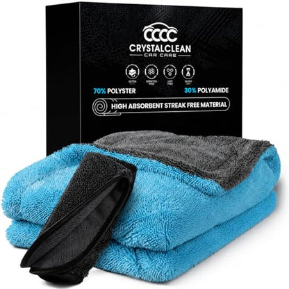 Crystal Clean 1300 GSM Car Drying Towel (Blue / Pack of 1)