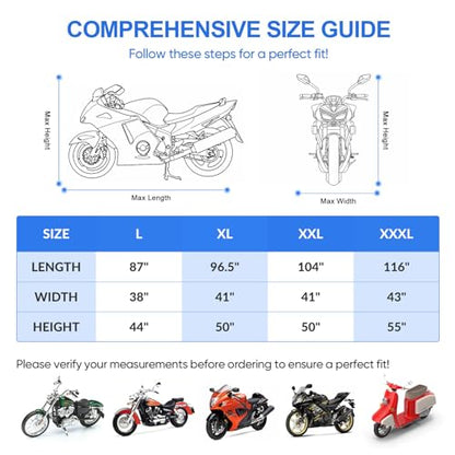 Motorcycle Cover Waterproof Outdoor All Weather Protection Black (black / XXXL ( 116*43*55 inches ))