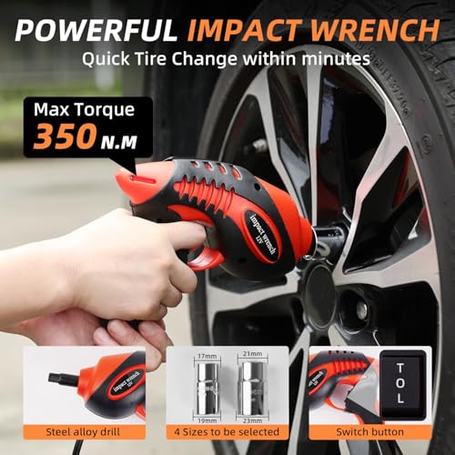 Electric Car Jack 5 Ton 12V Hydraulic (Black Jack+Impact Wrench)