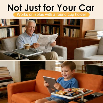 Car Desk for Laptop 360° Rotating Tesla Tray with Cup Holder Phone Stand (𝗦𝗾𝘂𝗮𝗿𝗲 · Black / 𝗔𝗺𝗮𝘇𝗼𝗻 𝗖𝗵𝗼𝗶𝗰𝗲)