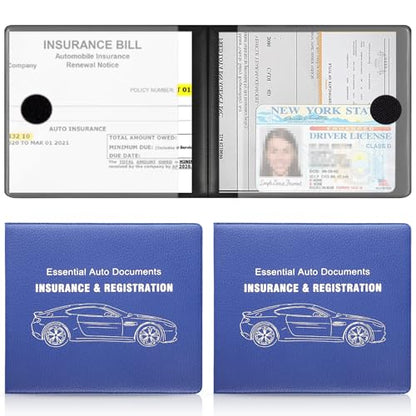 Car Registration and Insurance Card Holder (Lychee pattern Blue)