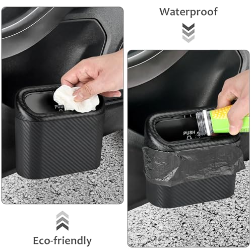 Car Trash Can with Lid (Black, Carbon Fibre)