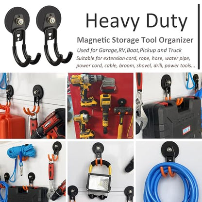 Garage Magnetic Hooks (2.59INCH 4PACK Black Medium J Hooks)