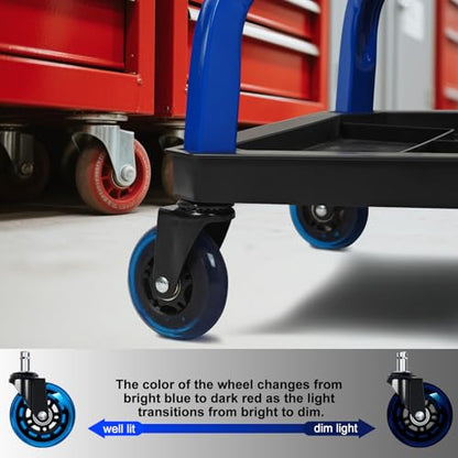 Rolling Stool with Blue Wheels (Blue Stool With Blue Casters)