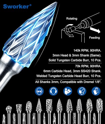 20 Pcs Carbide Burr Bits 1