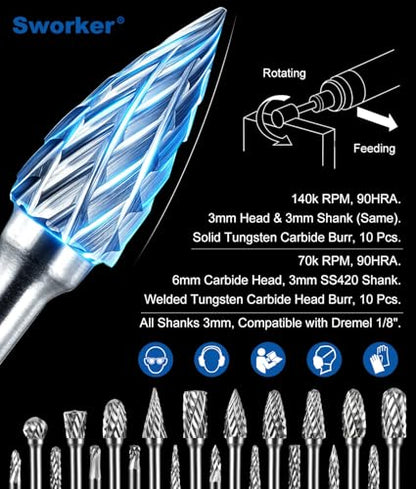 20 Pcs Carbide Burr Bits 1