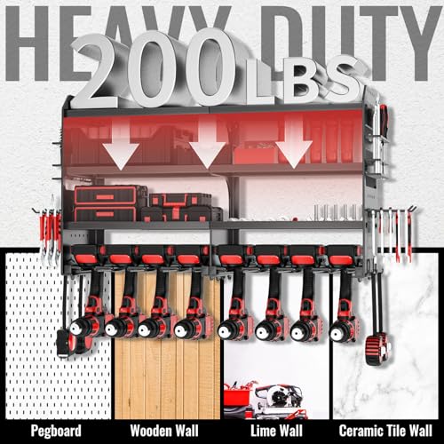 Power Tool Organizer Wall Mount (Black / 1PC 8 Drills Holder)