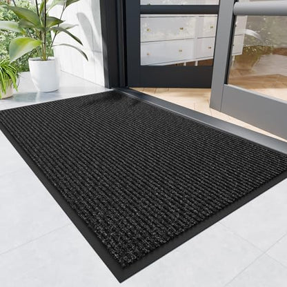 Front Door Mat (3' x 10' (Rectangular) / Black-stripe)