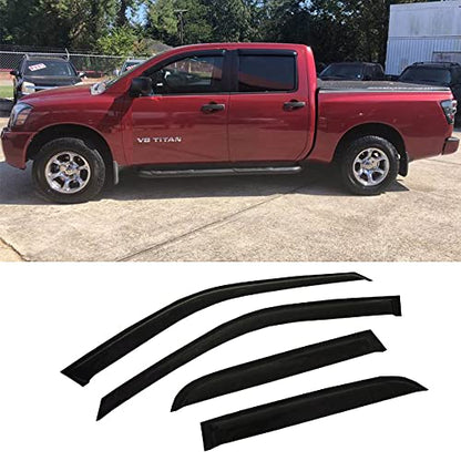 4pcs UV Protect Rain Guards for 2004 (2004-2015 Nissan Titan Crew Cab)