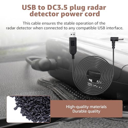 USB to DC3.5 for Cobra Uniden Whistler & Radenso Radar Detector Power Cord