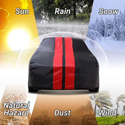 Car Cover for 1974 (27. Mustang Fastback, GT, Mach 1 1974-1978 / Black / Red (Stripe))