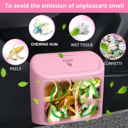 Car Trash Can with Lid (Pink, Pink)